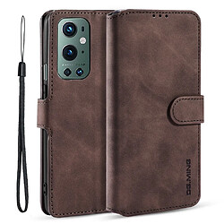 Dg.Ming Etui en PU Vintage avec support café pour votre OnePlus 9 Pro