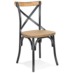 Alterego Chaise de cuisine 'RANCH' en bois finition Noyer effet vieilli noir RANCH