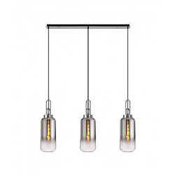 Luminaire Center Suspension 3 ampoules Nickel poli,fumé