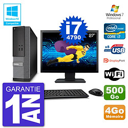 PC Dell 3020 SFF Ecran 27" Intel i7-4790 RAM 4Go Disque 500Go Graveur DVD Wifi W7 - Occasion