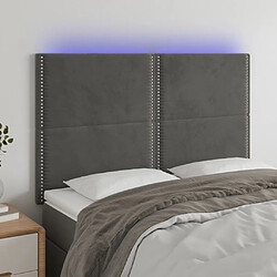 Maison Chic Tête de lit moderne à LED lumineuse pour chambre - Décoration de lit Gris foncé 144x5x118/128 cm Velours -MN15485