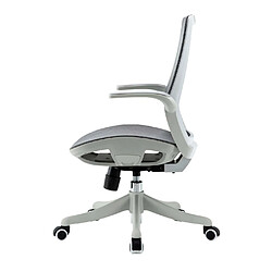 Acheter Decoshop26 Chaise de bureau ergonomique dossier en forme de S avec accoudoirs rabattable en maille gris 04_0006221