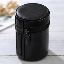 Wewoo Housse Étui pour Objectif appareil photo noir DSLR Camera Lens, Taille: 13 * 9 * 9cm à lentilles moyen ZippeRouge PU Leather Pouch Box