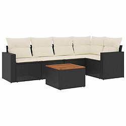 Maison Chic Ensemble Tables et chaises d'extérieur 6pcs avec coussins,Salon de jardin noir résine tressée -GKD299033