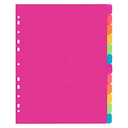 Intercalaires réinscriptibles neutres polypropylène - 12 onglets - Viquel Happy Fluo