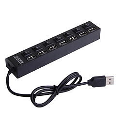 Hub USB 2.0 à 7 Ports Avec Adaptateur ON / OFF à Grande Vitesse Pour Séparateur PC Noir