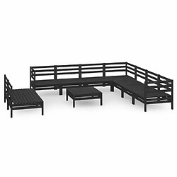 Maison Chic Salon de jardin 10 pcs - Table et chaises d'extérieur - Mobilier/Meubles de jardin Moderne Bois de pin massif Noir -MN93105