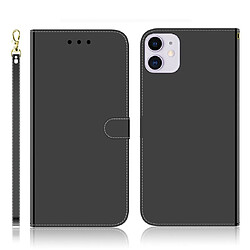 Wewoo Coque Etui à rabat en surface miroir avec pour iPhone 11 fentes cartes et porte-cartes ainsi que portefeuille et lanière Noir