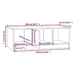 vidaXL Table basse blanc et chêne sonoma 102x50x36cm bois d'ingénierie pas cher