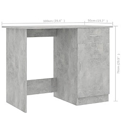 Acheter Helloshop26 Bureau table poste de travail meuble d'ordinateur informatique étude 100 x 50 x 76 cm bois d’ingénierie gris 02_0023828