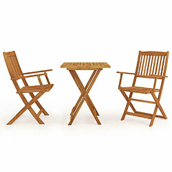 Maison Chic Mobilier à dîner de jardin pliable 3 pcs,Table et chaises d'extérieur Bois d'acacia solide -GKD663671