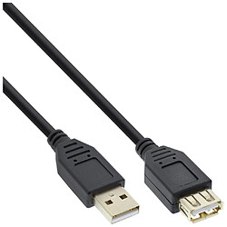 USB 2.0 Rallonge, InLine®, mâle/fem. type A, noir, contacts or, 10m