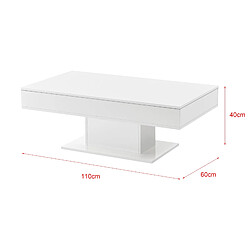 Helloshop26 Table basse de salon avec 2 espaces de rangement intérieurs 40 x 110 x 60 cm blanc 03_0006145