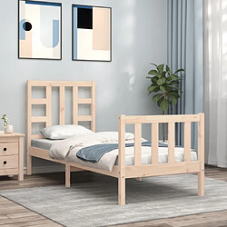 Maison Chic Cadre/structure de lit avec tête de lit pour adulte - Lit Moderne Chambre petit simple bois massif -MN14003