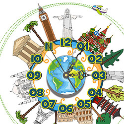 horloge murale moderne 3d décoration décoration pvc sticker art montre chambre pour enfants - voyage