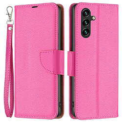 Etui en PU texture litchi, antichoc avec support pour votre Samsung Galaxy A14 5G - rose