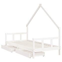 Acheter Maison Chic Lit d'Enfant Chambre - Cadre de lit pour enfant tiroirs blanc 90x200 cm bois de pin massif -MN36739