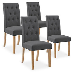 NC Lot de 4 chaises capitonnées Gaya tissu gris