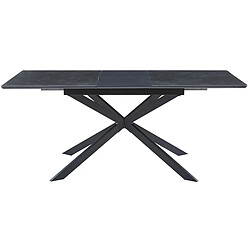 Pegane Table à manger rectangulaire extensible en céramique coloris noir / pieds noir - Longueur 140-180 x profondeur 80 x hauteur 75 cm pas cher