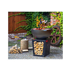 Farm-Mdlt Braséro Barbecue Premium << SANTOS >> 85 cm avec plaque de cuisson et range bois