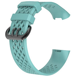 Wewoo Bracelet pour montre connectée Dragonne ajustable avec trou carré FITBIT Charge 3 Bleu Tiffany