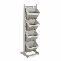 Etagère de salle de bains Versa Gris 4 Paniers Multicouleur Coton Bois Rotin 35 x 125 x 35 cm