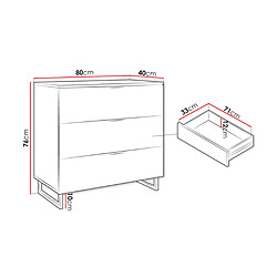 Bestmobilier Olympie - commode - bois et noir - 80 cm pas cher