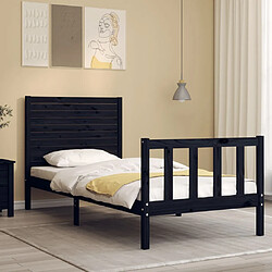 Avis Maison Chic Lit adulte - Cadre Structure de lit avec tête de lit Contemporain noir simple bois massif -MN82353