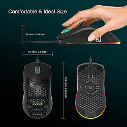 Avis Universal AJ390 Gaming Mouse 6 couleurs LED LED 16000dpi réglable 7 touches en nid d'abeille creuse 69g câblé