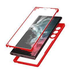 Avizar Coque Samsung Galaxy S22 Ultra Dos Plexiglas et Avant Polymère Contour rouge