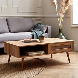 Avis Table basse en cannage bali avec 1 tiroir et 1 niche de rangement 110 x 59 x H 39 cm+Urban Living