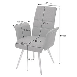 Avis Mendler 2x chaise de salle à manger HWC-G55, avec accoudoirs, tissu, acier inoxydable brossé ~ gris