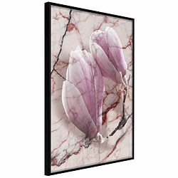 Paris Prix Affiche Murale Encadrée Magnolia on Marble Background 20 x 30 cm Noir