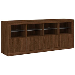 Maison Chic Commode Buffet - Meuble de rangement avec lumières LED chêne marron 163x37x67 cm -GKD57612 pas cher