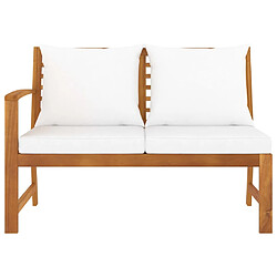 vidaXL Banc de jardin 114,5 cm avec coussin crème Bois solide d'acacia