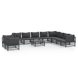 Maison Chic Salon de jardin 11 pcs avec coussins - Table et chaises d'extérieur - Mobilier/Meubles de jardin Moderne anthracite acier -MN88615