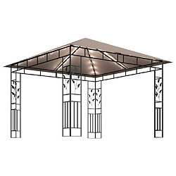 Avis vidaXL Tonnelle avec moustiquaire et lumières Led 3x3x2,73 m Taupe