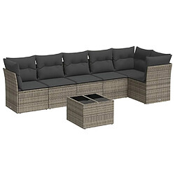 Maison Chic Salon de jardin avec coussins 7 pcs | Ensemble de Table et chaises | Mobilier d'Extérieur gris résine tressée -GKD14432