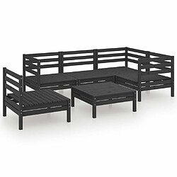 Maison Chic Salon de jardin 6 pcs - Table et chaises d'extérieur - Mobilier/Meubles de jardin Moderne Bois de pin massif Noir -MN61853