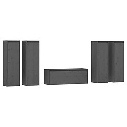 vidaXL Meubles TV 5 pcs Gris Bois massif de pin