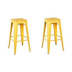 Beliani Lot de 2 tabourets de bar CABRILLO Métal Jaune