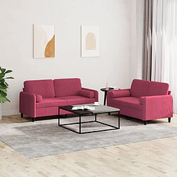 Maison Chic Ensemble de canapés 2 pcs avec coussins, Canapé droit Sofa pour Salon rouge bordeaux velours -GKD253760