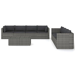 Avis Maison Chic Salon de jardin 9 pcs + coussins - Mobilier/Meubles de jardin - Table et chaises d'extérieur Résine tressée Gris -MN67932