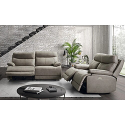 Pegane Ensemble canapé de 3 places + canapé de 2 places relax électriques en microfibre couleur Gris