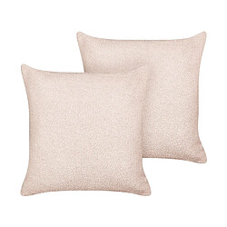 Beliani Lot de 2 coussins LEUZEA Bouclé 45 x 45 cm Unicolore Rose pastel