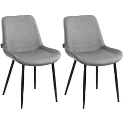 Decoshop26 Set de 2 chaises de salle à manger design moderne assise en velours gris et pieds en métal noir 10_0001638