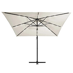 Avis Maison Chic Parasol Jardin | Parasol déporté avec LED et mat en acier 250x250 cm Sable - GKD71766