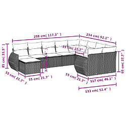 Avis Maison Chic Salon de jardin avec coussins 10 pcs | Ensemble de Table et chaises | Mobilier d'Extérieur beige résine tressée -GKD46991