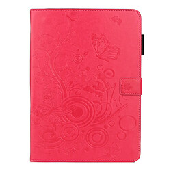 Etui en PU motif de papillons et de fleurs avec support rouge pour votre iPad mini (2021)