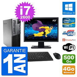 PC Lenovo M81 SFF Ecran 19" Intel i7-2600 RAM 4Go Disque 500Go Windows 10 Wifi - Occasion